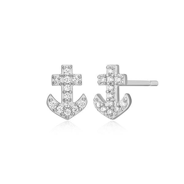 CJ Monte sterling silver lab-created diamond anchor stud earrings