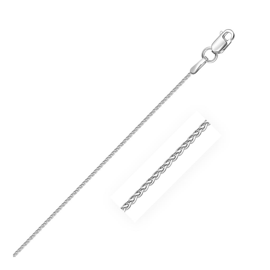 14k White Gold Round Wheat Chain (1.00 mm) - 16"