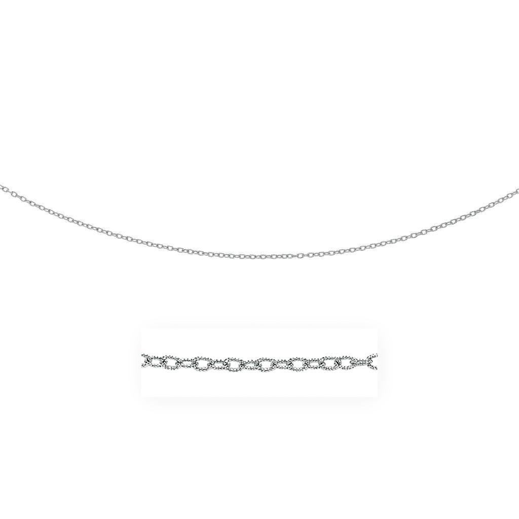 14k White Gold Pendant Chain with Textured Links (2.30 mm) - 16"