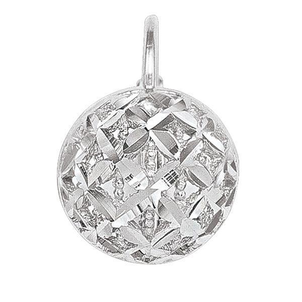 18K Silver Round Drop Earrings - 18KW