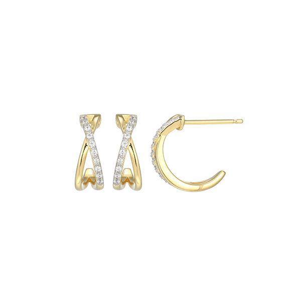 CJ Monte sterling silver lab-created diamond Criss Cross  half hoop earrings