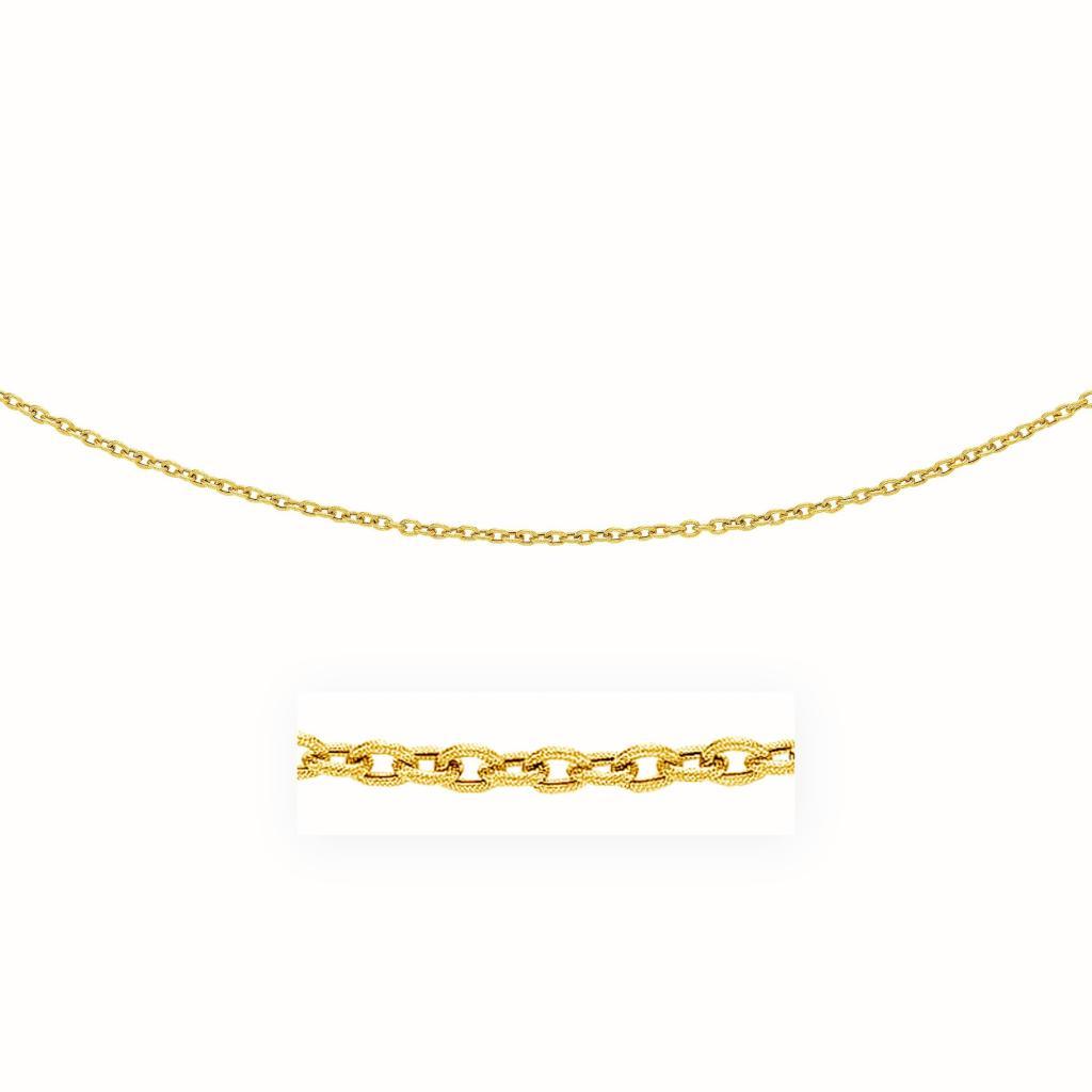 14k Yellow Gold Pendant Chain with Textured Links (3.3 mm) - 16"