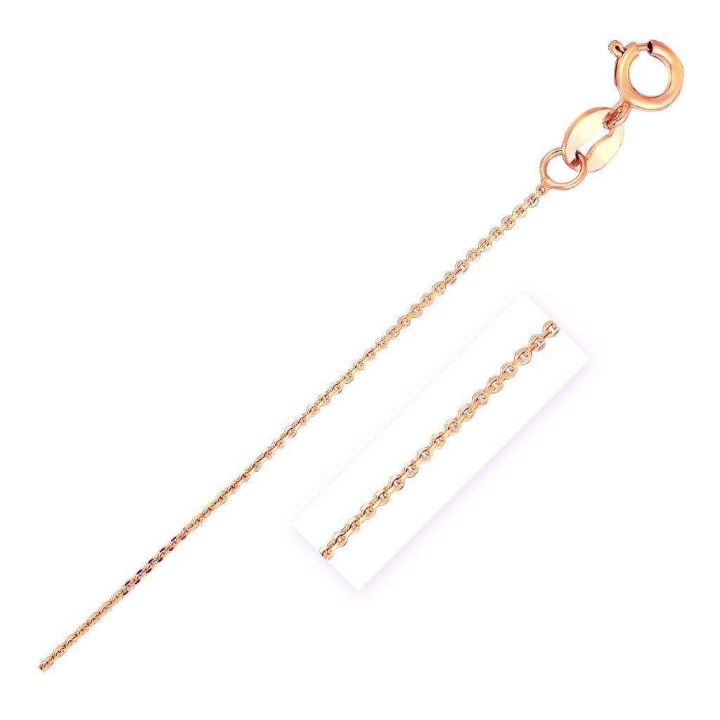 14k Rose Gold Diamond Cut Cable Link Chain (0.68 mm) -18"