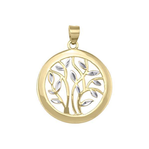10K Gold and Silver Trees Pendant - 10K2T