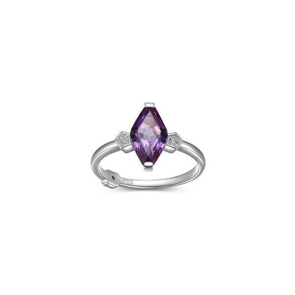RR4LAGF-P-8 "Etoile" Marquise Shape Created Sapphire and Lab Grown Diamond Ring - Purple