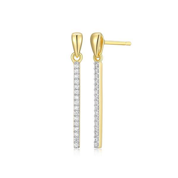 CJ Monte sterling silver lab-created diamond long bar drop earrings