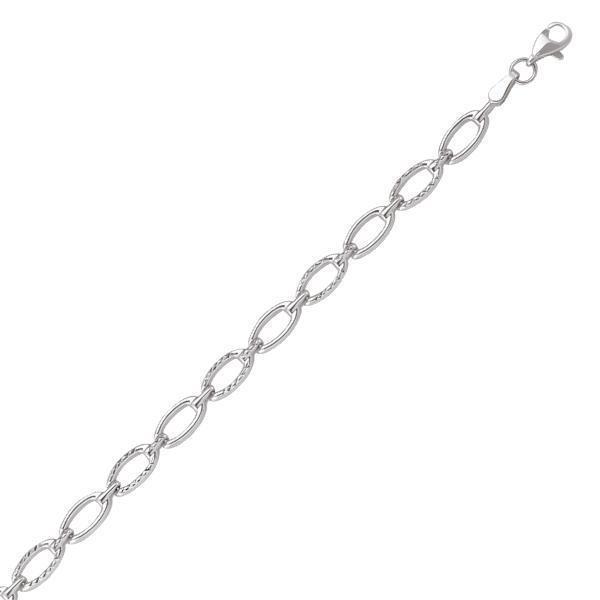 10K Silver Oval Shaped Link Bracelet - 10KW