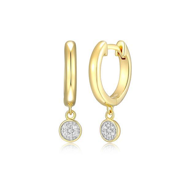 CJ Monte sterling silver labcreated diamond disk huggie earrings