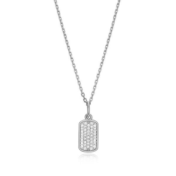 CJ Monte sterling silver labcreated diamond tag necklace