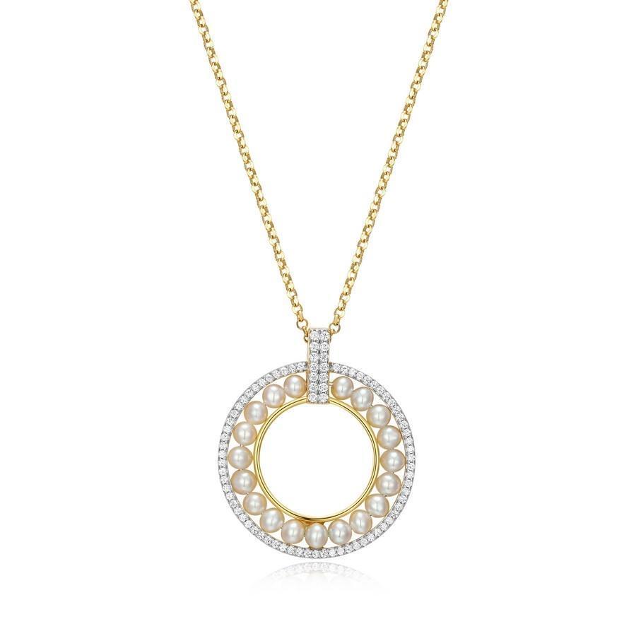 NCGS0Q0CD-Y Venus White Pearl Off Round Pendant Necklace