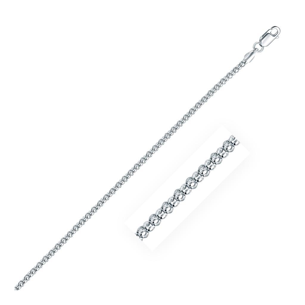 Rhodium Plated 2.5mm Sterling Silver Popcorn Style Chain (2.50 mm) -18"