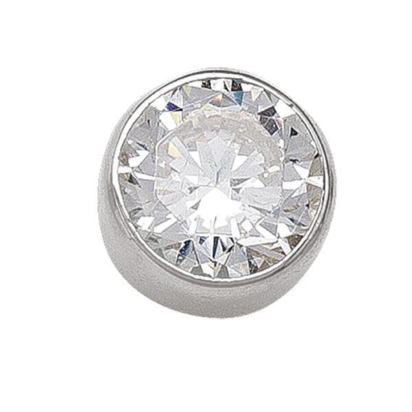 10K Silver Round Cubic Zirconia Stud Earrings - 10KW