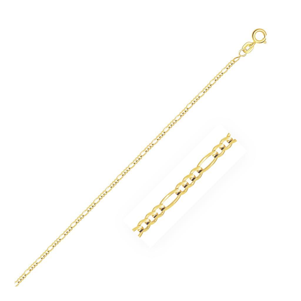 14k Yellow Gold Solid Figaro Chain (1.30 mm) - 16"