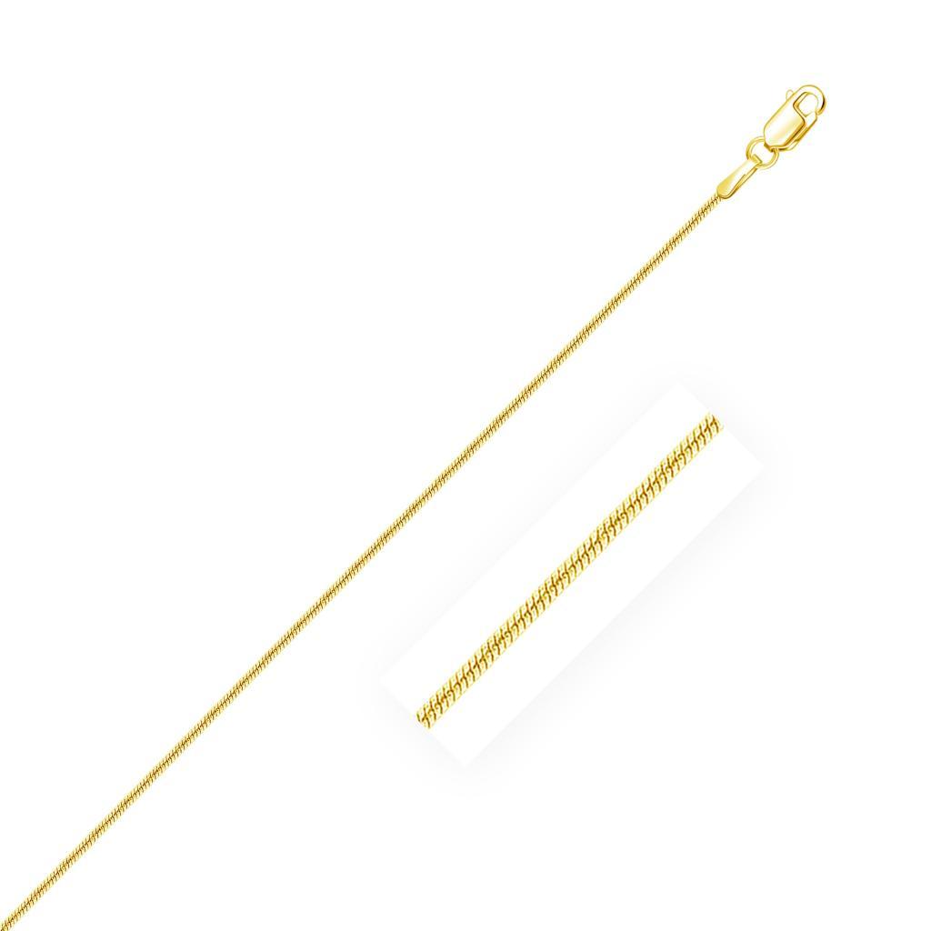 14k Yellow Gold Round Snake Chain (0.90 mm) -18"