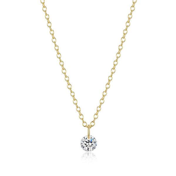 N30AD3C00-Y-16 Sterling Silver 4.5mm Round Floating Diamondlite Cubic Zirconia Necklace SIze 16