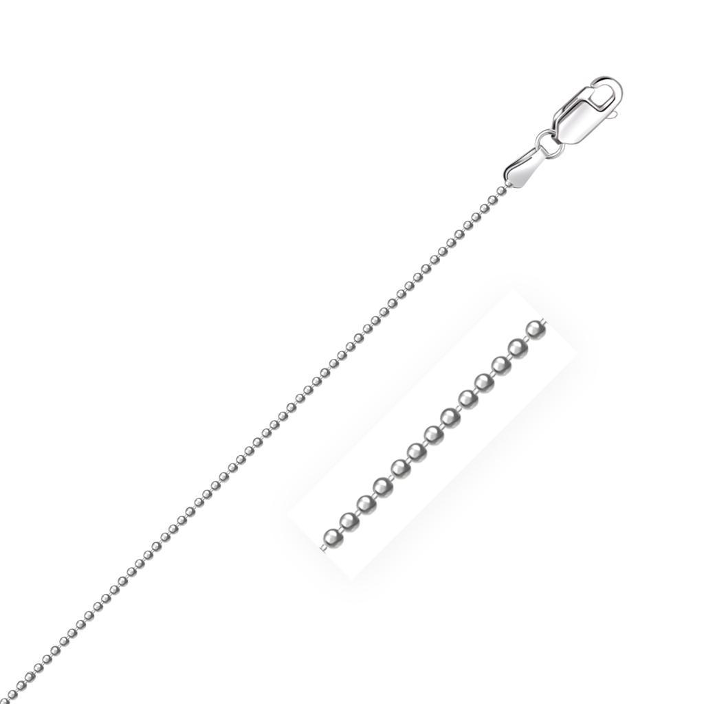 14k White Gold Diamond-Cut Bead Chain (1.10 mm) -18"