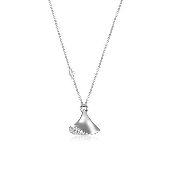 NR0LBS2-W "Flamenco" Single Triangular Dangle with Cubic Zirconia Necklace