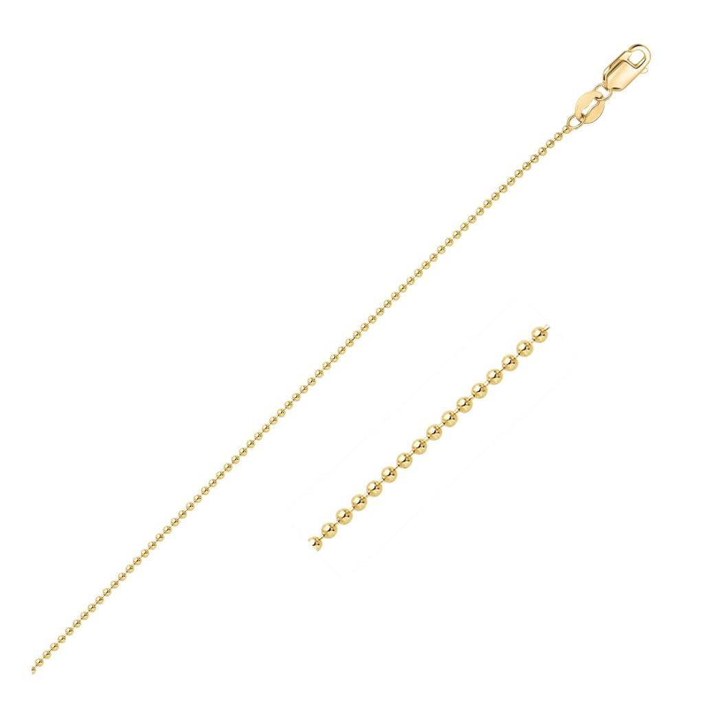 14k Yellow Gold Bead Chain 1.0mm (1.00 mm) - 16"