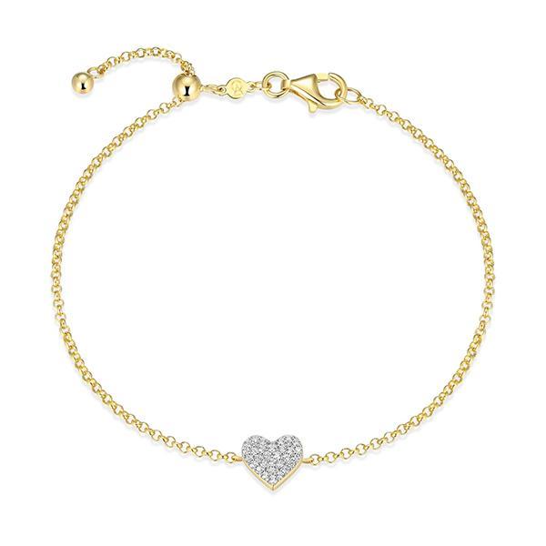 CJ Monte sterling silver labcreated diamond adjustable pave heart bracelet