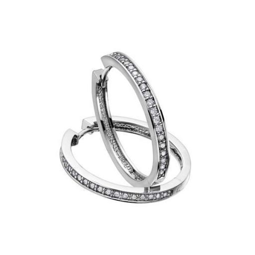 Diamond Hoop Earrings in 10K White Gold (0.10 CT. TW)