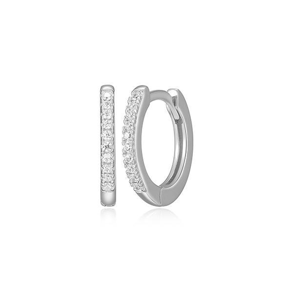 CJ Monte sterling silver lab-created diamond13mm half eternity huggie hoop earrings