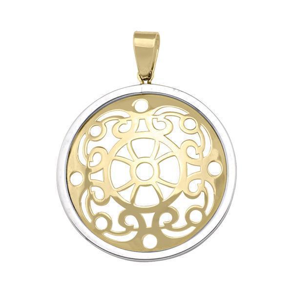 10K Gold and Silver Round Pendant - 10K2T