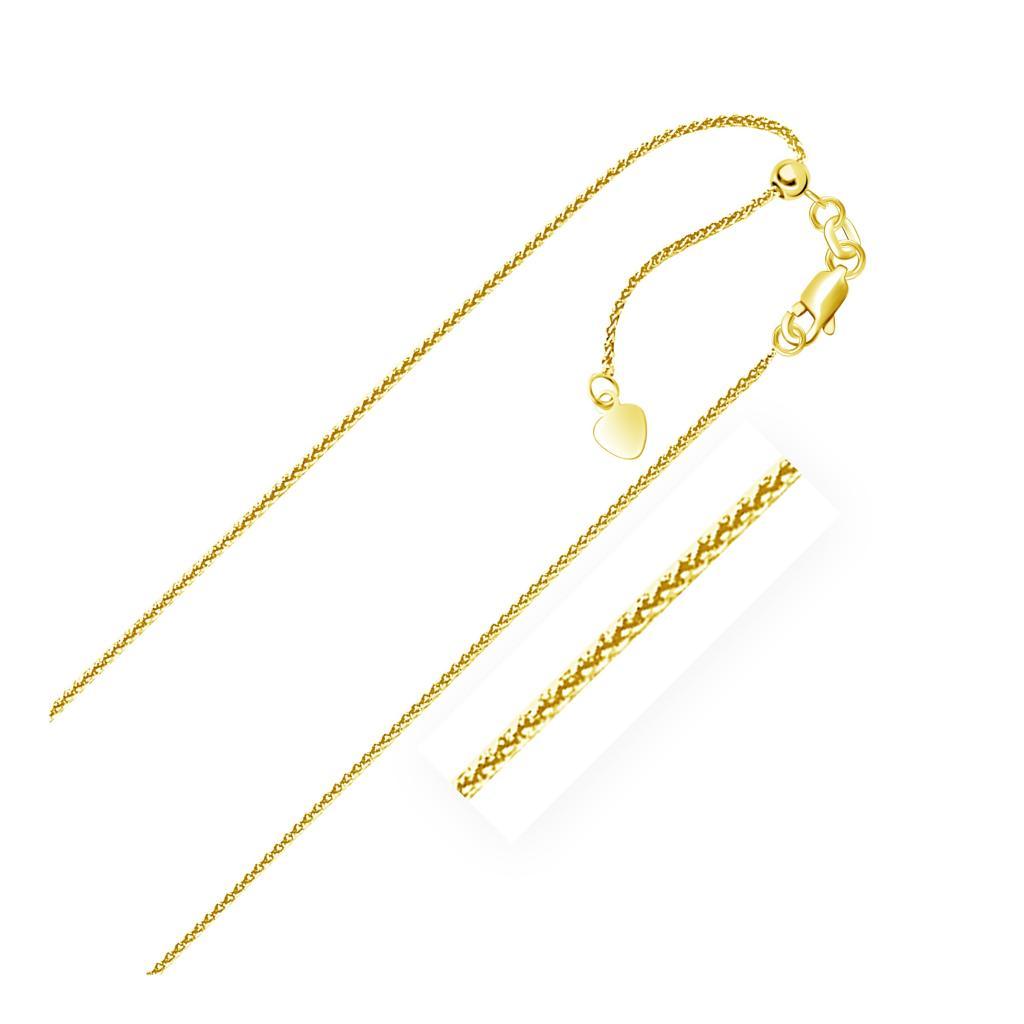 14k Yellow Gold Adjustable Wheat Chain (1.00 mm) -22"