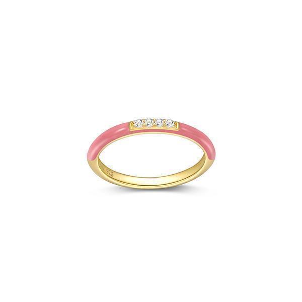 Cotton Candy Collection Diamondlite Cubic Zirconia Enamel Stackable Ring - Dark Pink - Size 8