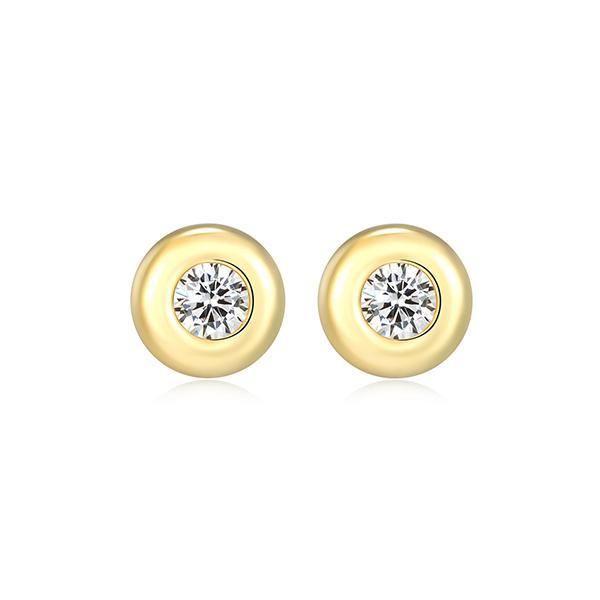 E32AVUB00-Y Sterling Silver Puffy Bezel 5mm Round Diamondlite Cubic Zirconia Stud Earrings