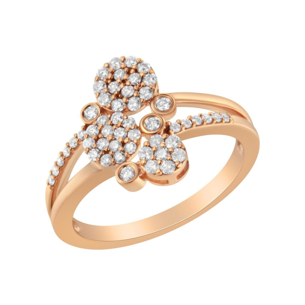 .925 Sterling Silver 1/2 Cttw Diamond Scatter Composite Bypass Ring (I-J Color, I1-I2 Clarity) Ring Size-8.0