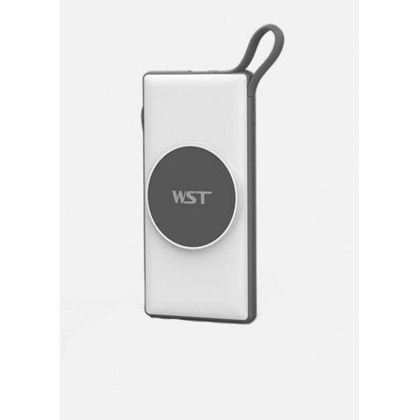 Magnetic Wireless Magsafe Charging Power Bank 10000mAh Fast Charge with IP Lighting / Type-C / Micro USB Output Cables for Universal Cell Phone And Devices - White