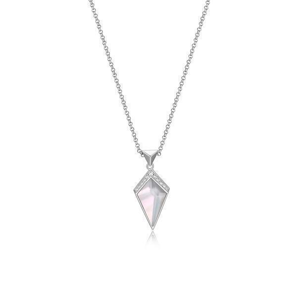 NR0LBR1-W "Iceberg" Mother of Pearl and Crystal with Cubic Zirconia Necklace