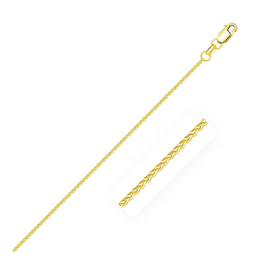 14k Yellow Gold Diamond Cut Round Wheat Chain (1.20 mm) - 16"
