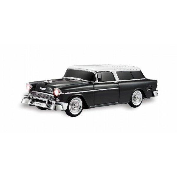 Vintage Style Vinyl Roof Car Design Automobile LED Lights Bluetooth Wireless Speaker KIWS-1955 for Universal Cell Phone And Bluetooth Device - Black