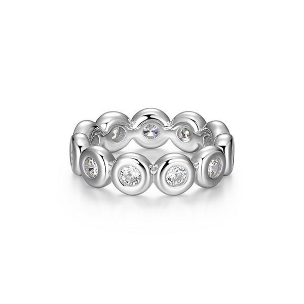 RR4ATC100-W-7 Sterling Silver Puffy Bezel Oval Diamondlite Cubic Zirconia Eternity Band Size 7
