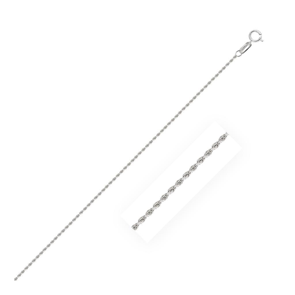 14k White Gold Solid Diamond Cut Rope Chain (1.40 mm) - 16"