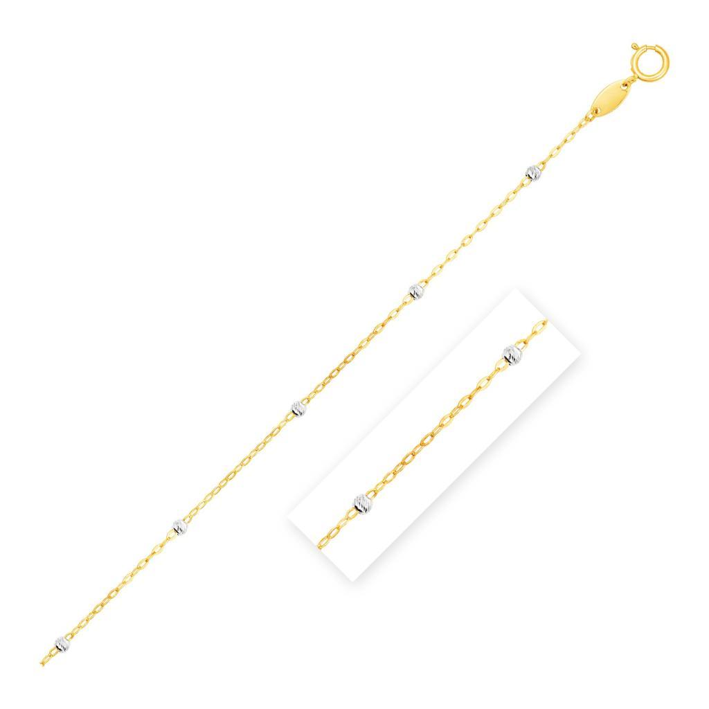 Diamond Cut Bead Links Pendant Chain in Two Tone Gold (3.50 mm) - 16"