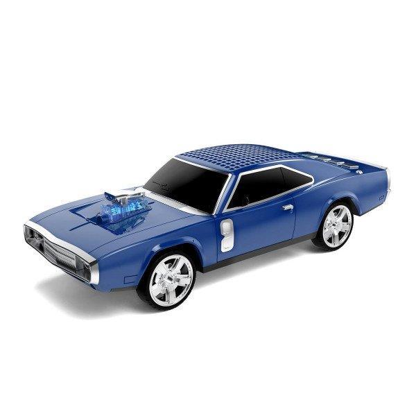 Retro Ride Bluetooth Speaker: Super Charge Car Design, FM Radio, USB/SD/AUX KIWS-1968 for Universal Cell Phone And Bluetooth Device - Navy Blue