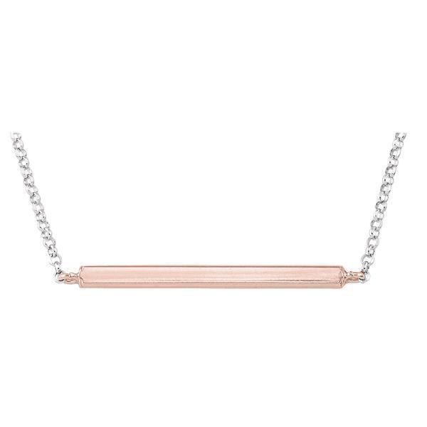Sterling Silver Fashion Necklace with Pendant - Pink bar