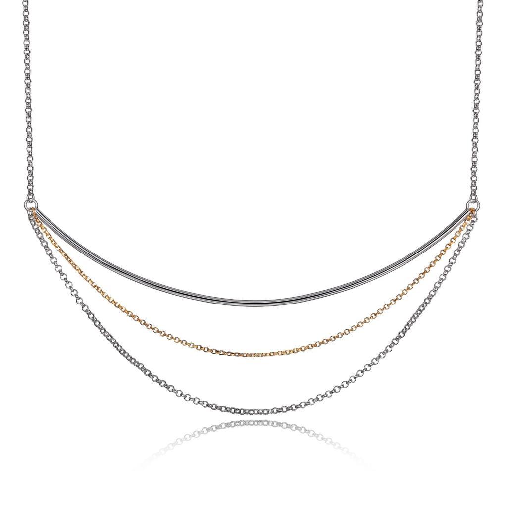NR0LB6A-2T Waterfall Two Tone Multi Strand Rolo Necklace