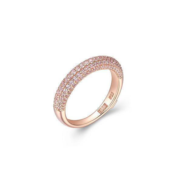 R34LAEX-R-8 "Stardust" 5-Row Clear Cubic Zirconia Half Eternity Ring - Rose Gold