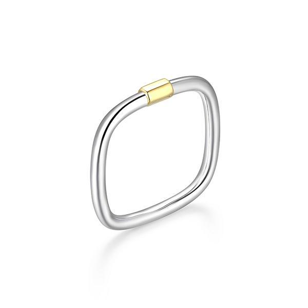 RR4ASZJ97-2T-7 Sterling Silver Carabiner Square Two Tone Ring Size 7 or 8