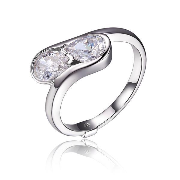 RR4LA4V00-W-8 Sterling Silver Pear Shaped Hug Ring Size 8