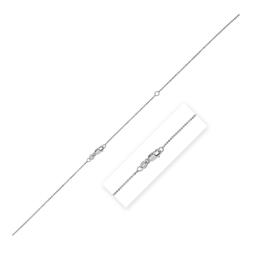 Double Extendable Bead Chain in 14k White Gold (1.00 mm) -18"