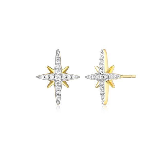 CJ Monte sterling silver lab-created diamond north star stud earrings