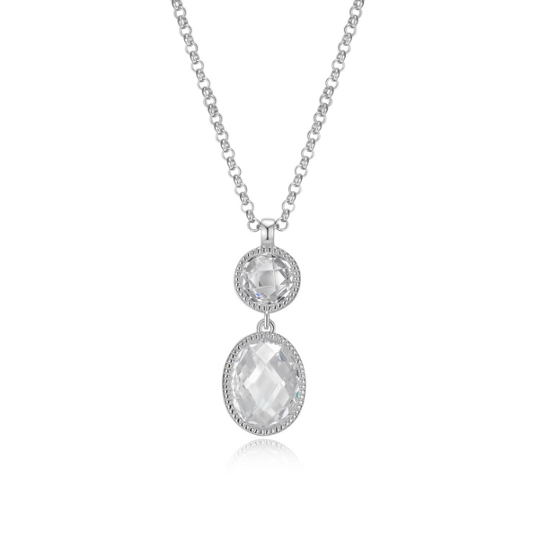 NR0LBZP0-W Essence Cubic Zirconia Checkered Cut Necklace