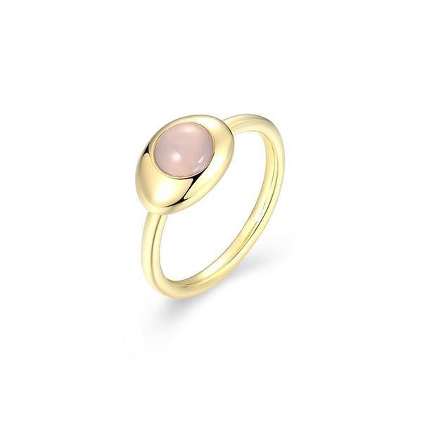 R34ATSBA4-Y-7 Sterling Silver Pink Chalcedony Pebble Ring Size 7