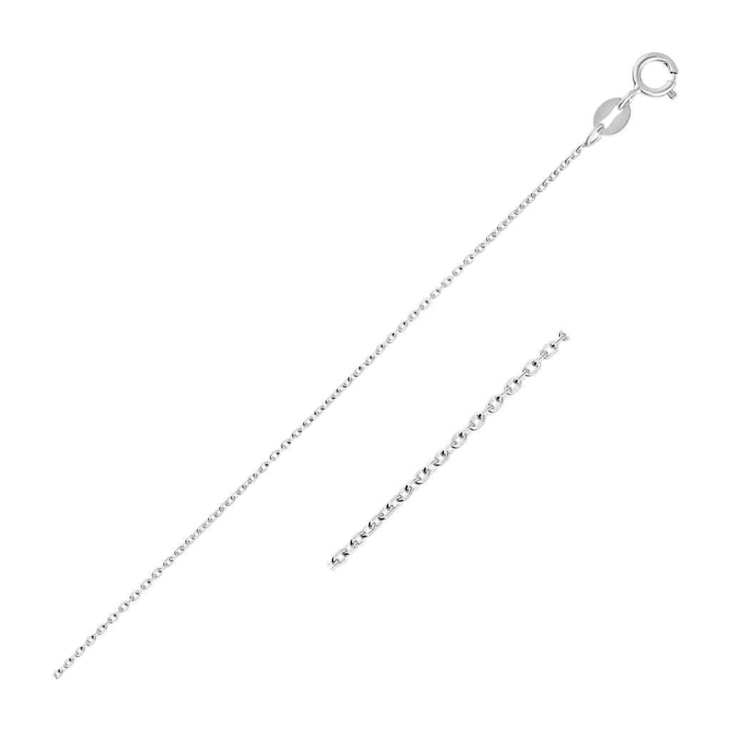 14k White Gold Oval Cable Link Chain (0.97 mm) -18"