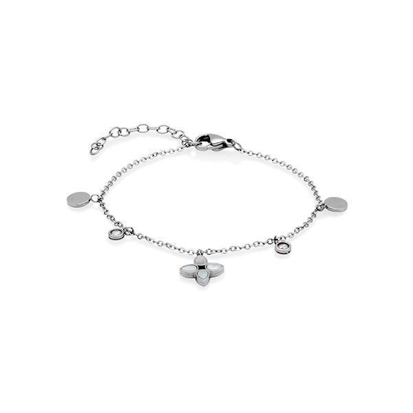 CJ Steelx  MOP CLOVER & CZ CHARM BRACELET