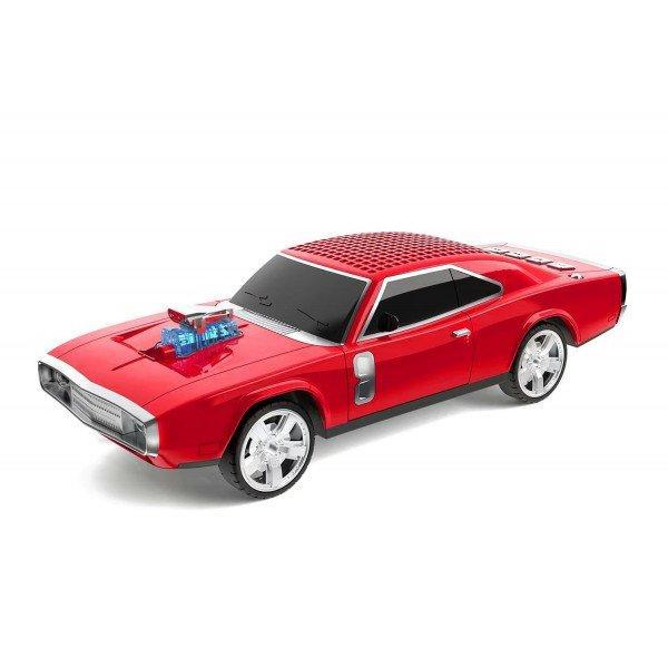 Retro Ride Bluetooth Speaker: Super Charge Car Design, FM Radio, USB/SD/AUX KIWS-1968 for Universal Cell Phone And Bluetooth Device - Red
